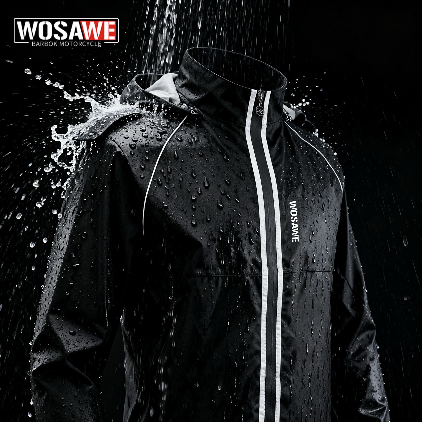 Cycling Rain Jacket Commute - WOSAWE Reflective Motorcycle Rain Jacket Waterproof