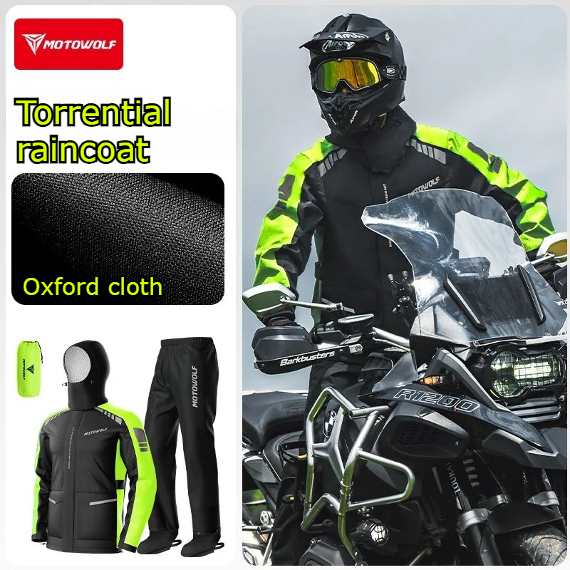 Cycling Rain Jacket Commute - Motowolf Reflective Motorcycle Rain Jacket Waterproof